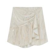 Ruffled Lurex Miniskirt in Off White