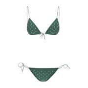 Grøn Rhinestone Bikini Sæt