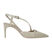 Beige Stiletto Slingback med Asymmetrisk Detalje