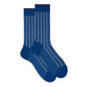 Prussian Blue Twin-Rib Cotton Socks