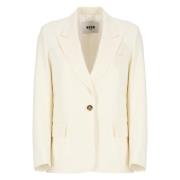 Ivory Uld Blazer Peak Lapel Jakke