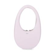 Pink Læder Håndtaske Oval Form
