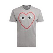 Grå Hjerte Print T-Shirt