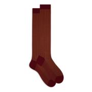 Burgundy Twin-Rib Cotton Socks