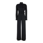 Sort Satin Stretch Jumpsuit