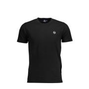 Sort Broderet Crew Neck T-Shirt