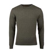 Grøn Kabelstrik Uld Sweater