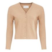 Brun Uld V-Hals Cardigan Sweater