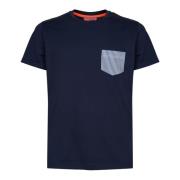 Blå Bomuldst-shirt med Lomme