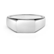 Mens Rectangle Sterling Silver Signet Ring