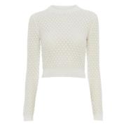 Hvid Crewneck Silke Bomuld Sweater