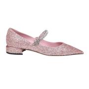 Glitrende Pink Ballerina Sandaler