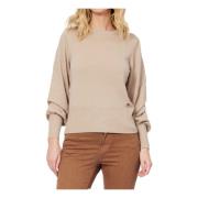 Beige Sweater Rund Hals Langærmet