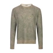 Grøn Paisley Uld Crew-Neck Sweater