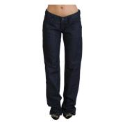 Mørkeblå Jeans med Lav Talje og Lige Snit