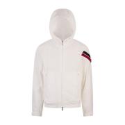 Hvid Windbreaker Jakke med Tricolor Striber