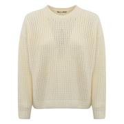 Hvid Uld Sweater Langærmet Strik