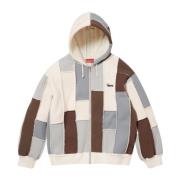 Patchwork Shearling Zip Up Hoodie