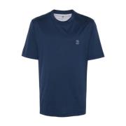 Navy Blue Jersey Crew Neck Logo T-shirt