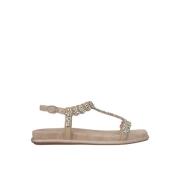 Skinnende flad sandal