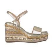 Rhinestone Wedge Sandal med Fletdetaljer