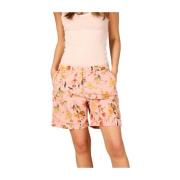 Curvie Blomstret Chino Bermuda Shorts