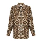 Silkeskjorte med leopardprint