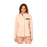 Rosa Bomuld Field Jacket med Patch