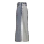 Blå To-Tone Flare Jeans