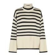 Stribet rullekrave sweater