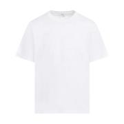 Hvid Bomulds T-shirt med Logo Broderi