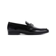 Sorte Læder Loafers Stilfulde Slip-On Sko