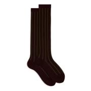 Burgundy Twin-Rib Cotton Socks