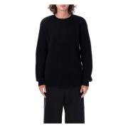 Sort Ribstrikket Rundhals Sweater