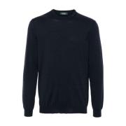 Blå Uldblanding Crew Neck Sweater