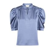 Sateen Bluse Smoke Blue