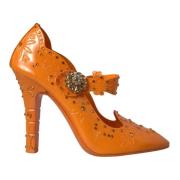 Orange Floral Crystal Cinderella Pumps