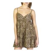 Leopard Print Strappy Kjole - Beige