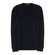 Merino Wool V-Neck Sweater Navy