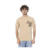 Beige Bomuld Logo Print T-Shirt