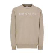 Beige Logo Sweatshirt Løs Pasform Bomuld