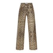 Panter Print Wide Leg Jeans