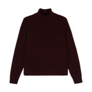 Burgundy Uld-Kashmir Sweater Rullekrave