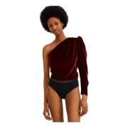 Velour Flaneur Bodysuit Burgundy