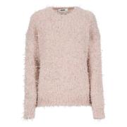 Pink Lurex Crew Neck Sweater