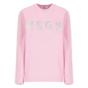 Pink Glitter Logo Crew Neck T-shirt