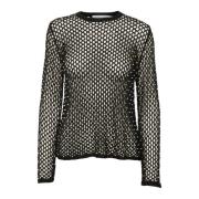 Mesh Bluse med Perledetalje