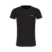 Sort Bomuld T-Shirt med Tryk Logo