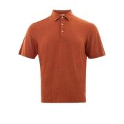 Brun Linned Polo Skjorte Klassisk Stil