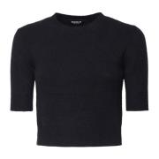 Sort Uldblandings Kortærmet Sweater